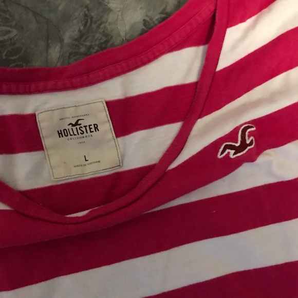 Hollister pink and white stripped T-shirt - Picture 4 of 4